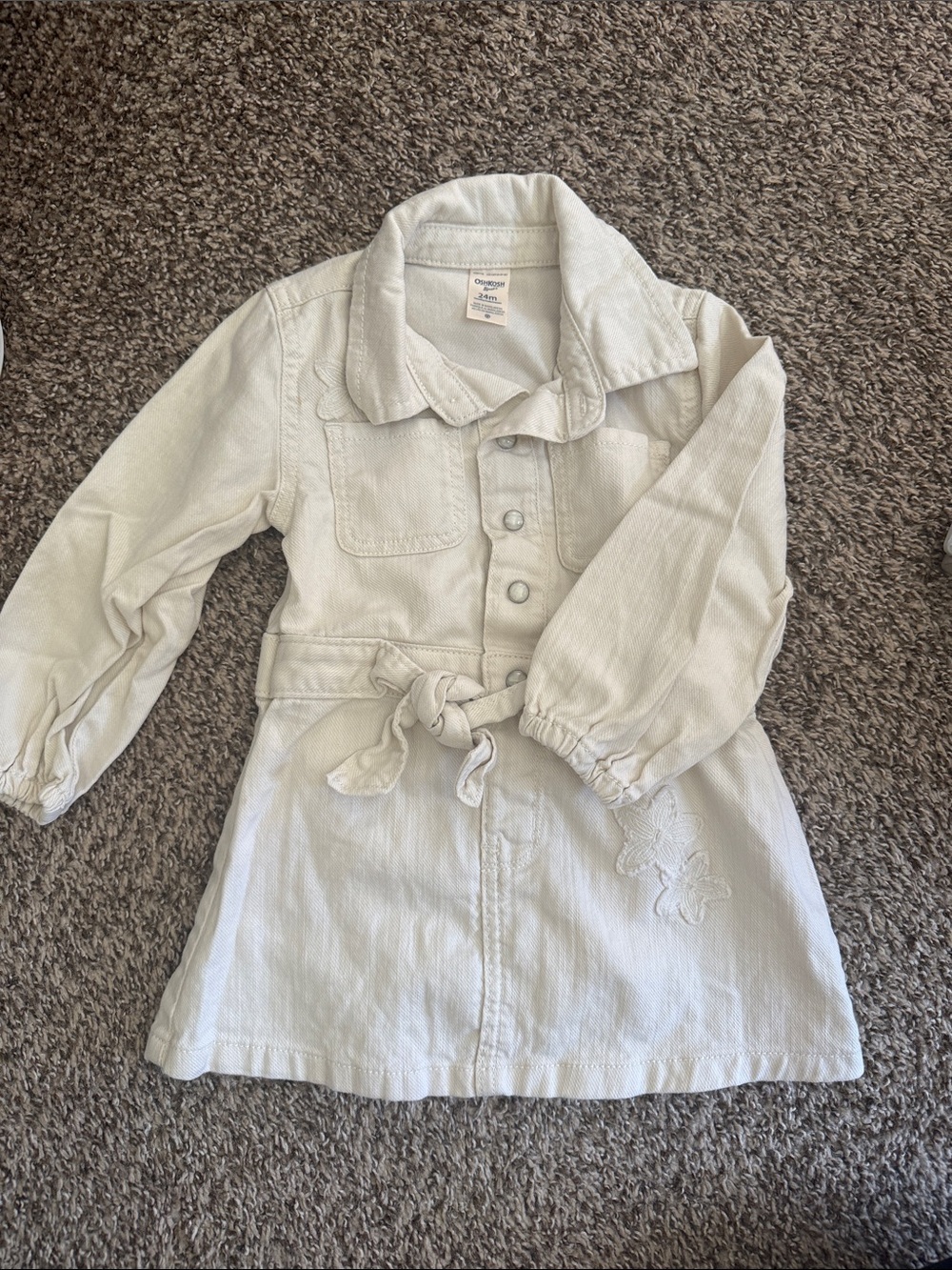 Oshkosh Cream Tie-Waist Jacket Dress
